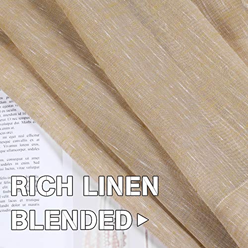 Natural Linen Blended Privacy Sheer Nickel Grommets Curtains