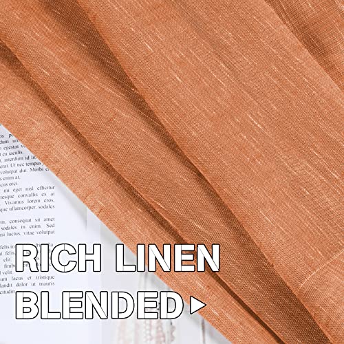 Natural Linen Blended Privacy Sheer Nickel Grommets Curtains