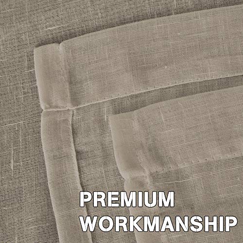 Natural Linen Blended Privacy Sheer Nickel Grommets Curtains