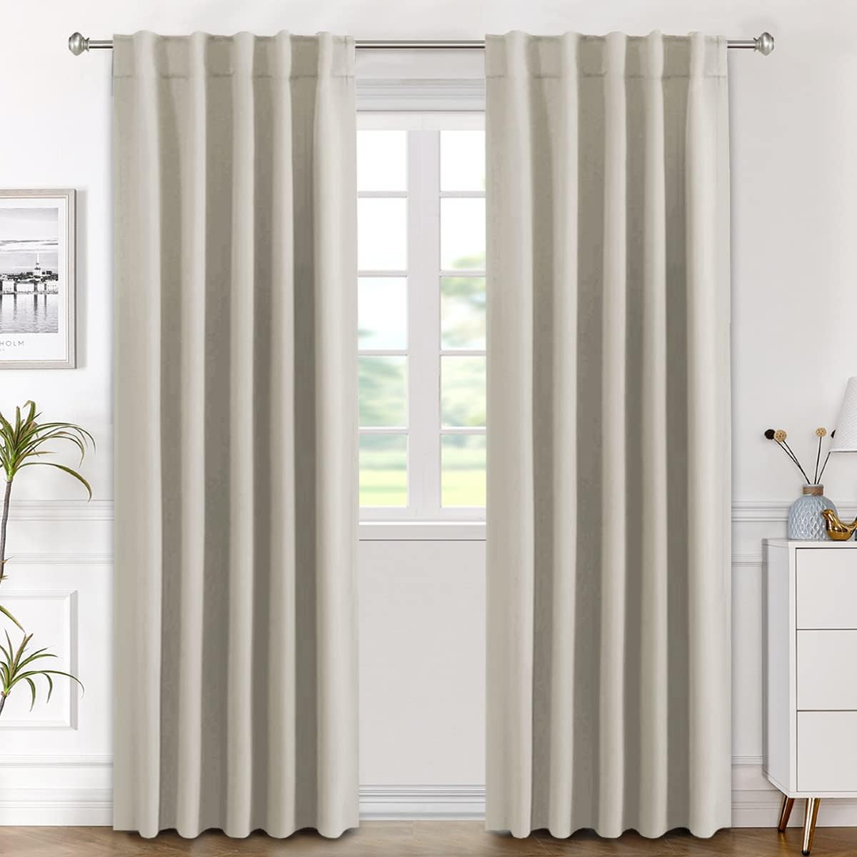 Blackout Thermal Insulated Back Tab/Rod Pocket Solid Color Curtains