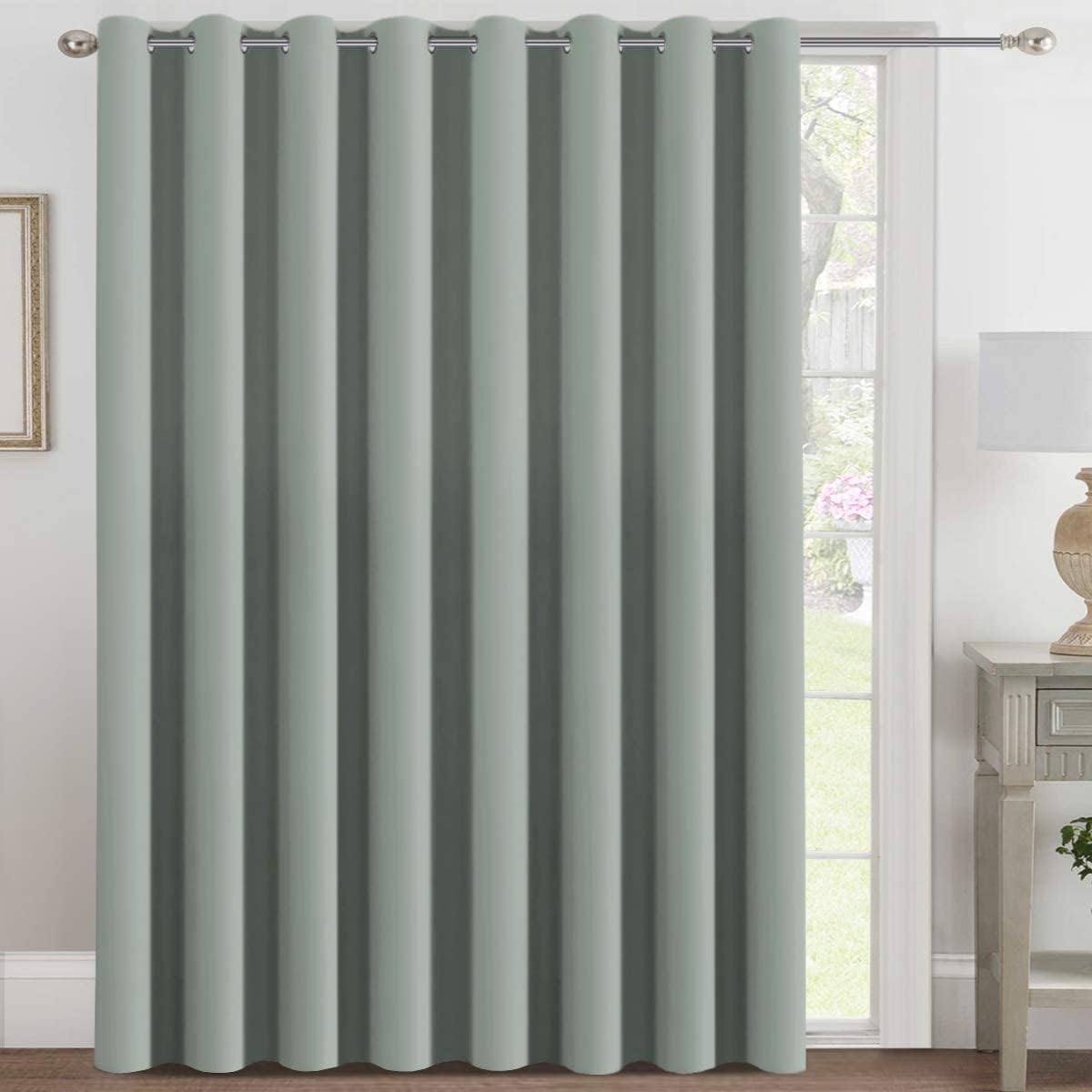 Blackout Thermal Insulated Extra Long Grommet Top Solid Color Curtains, One Panel