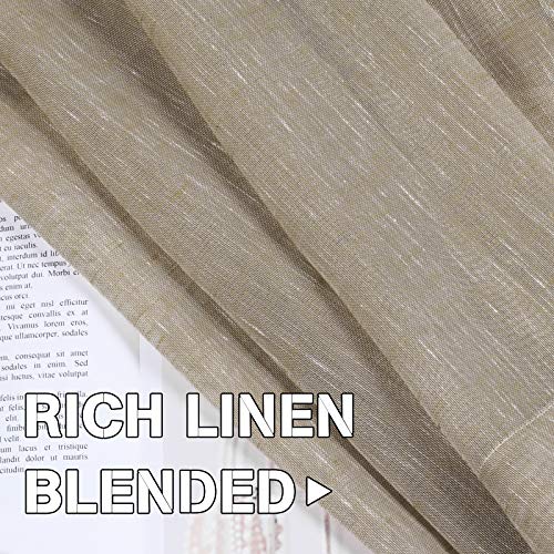 Natural Linen Blended Privacy Sheer Nickel Grommets Curtains