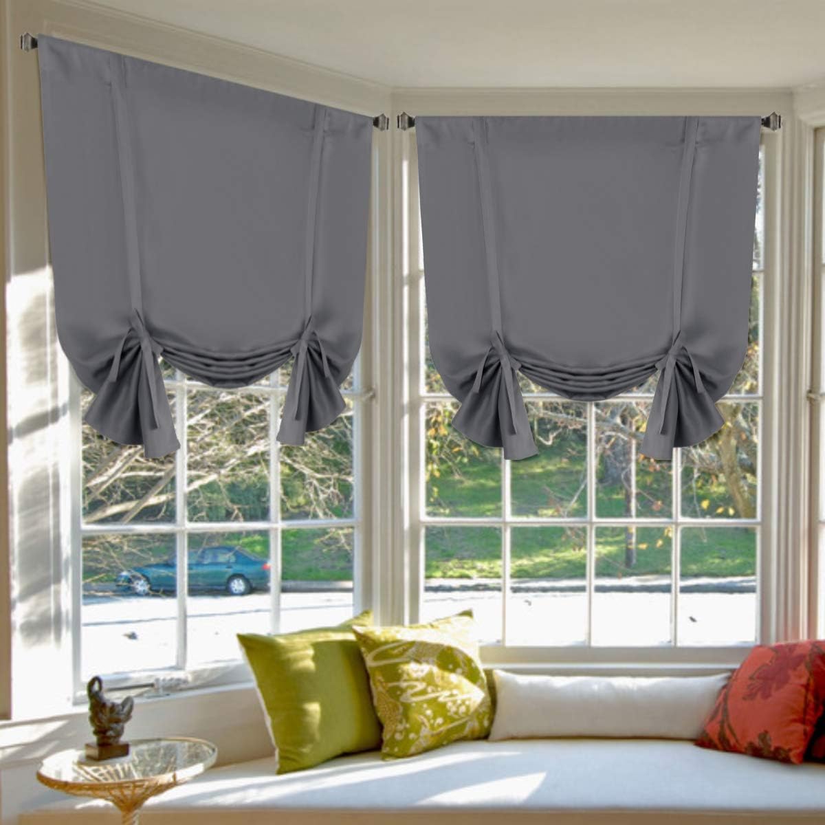 Valances Tie Up Curtains Roman Balloon Blind Rod Pocket Short Curtain