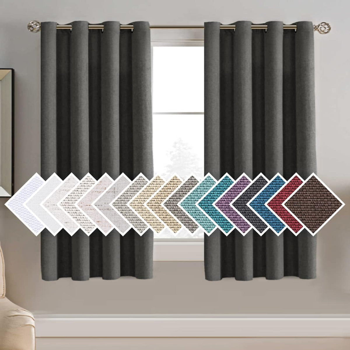Faux Linen Blackout Thermal Insulated Grommet Curtain