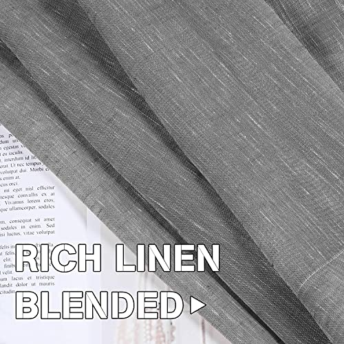 Natural Linen Blended Privacy Sheer Nickel Grommets Curtains