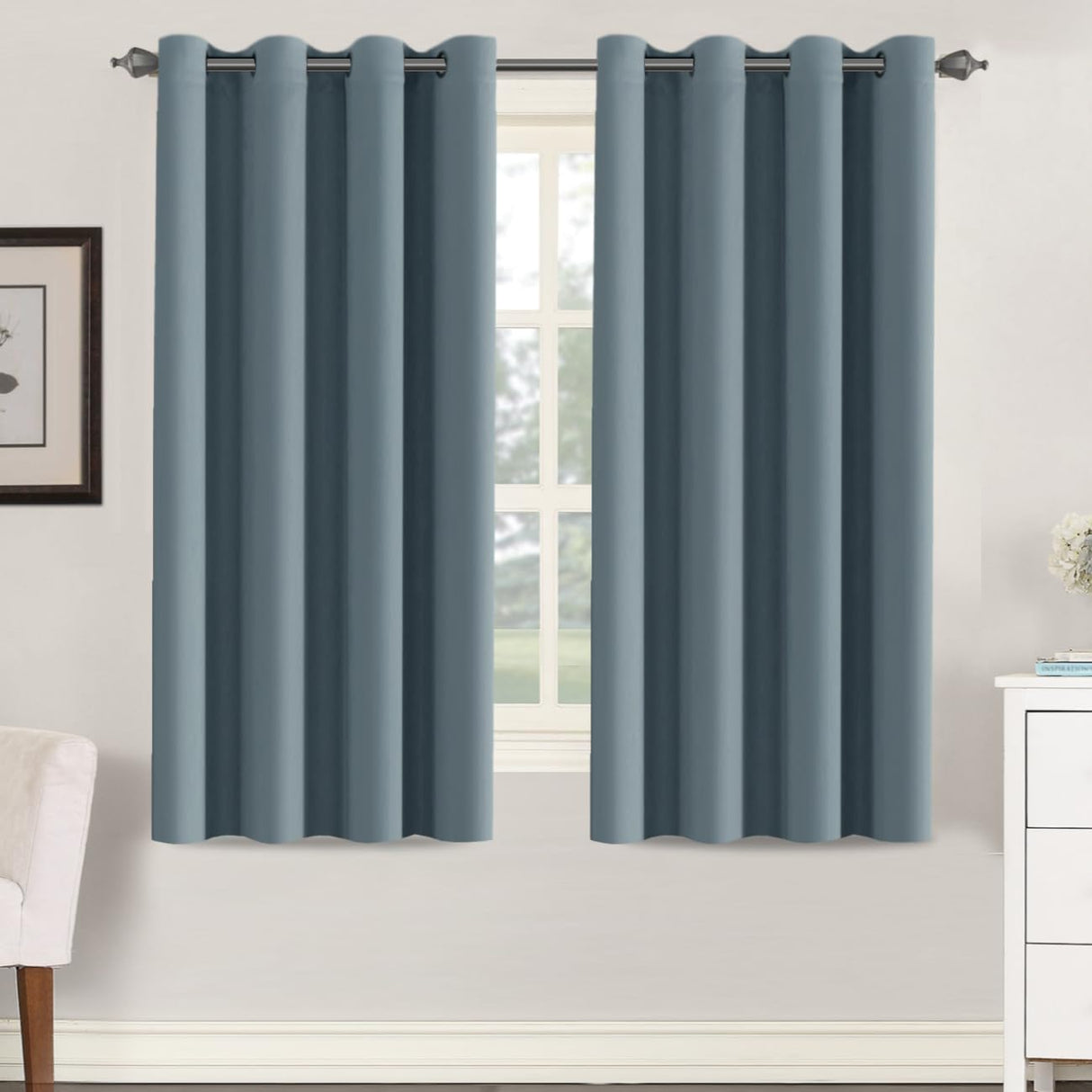 Blackout Curtains Thermal Insulated Grommet Top Solid Color Curtains