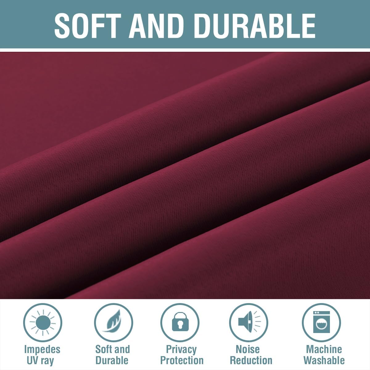 100% Blackout Thermal Insulated Grommet Solid Color Curtains