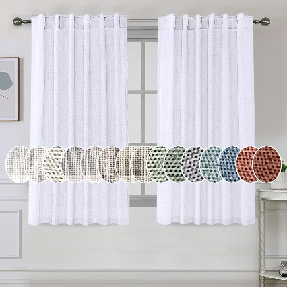 Natural Linen Tab Loop Pocket Semi Sheer Light Filtering Curtains