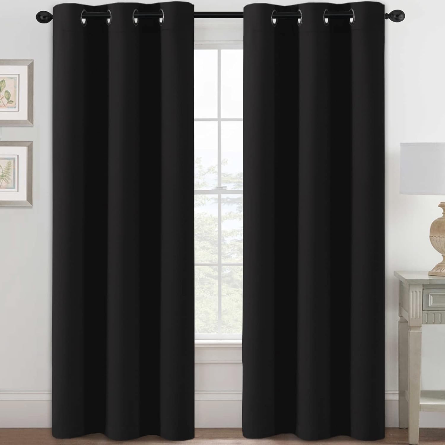 Blackout Curtains Thermal Insulated Grommet Top Solid Color Curtains