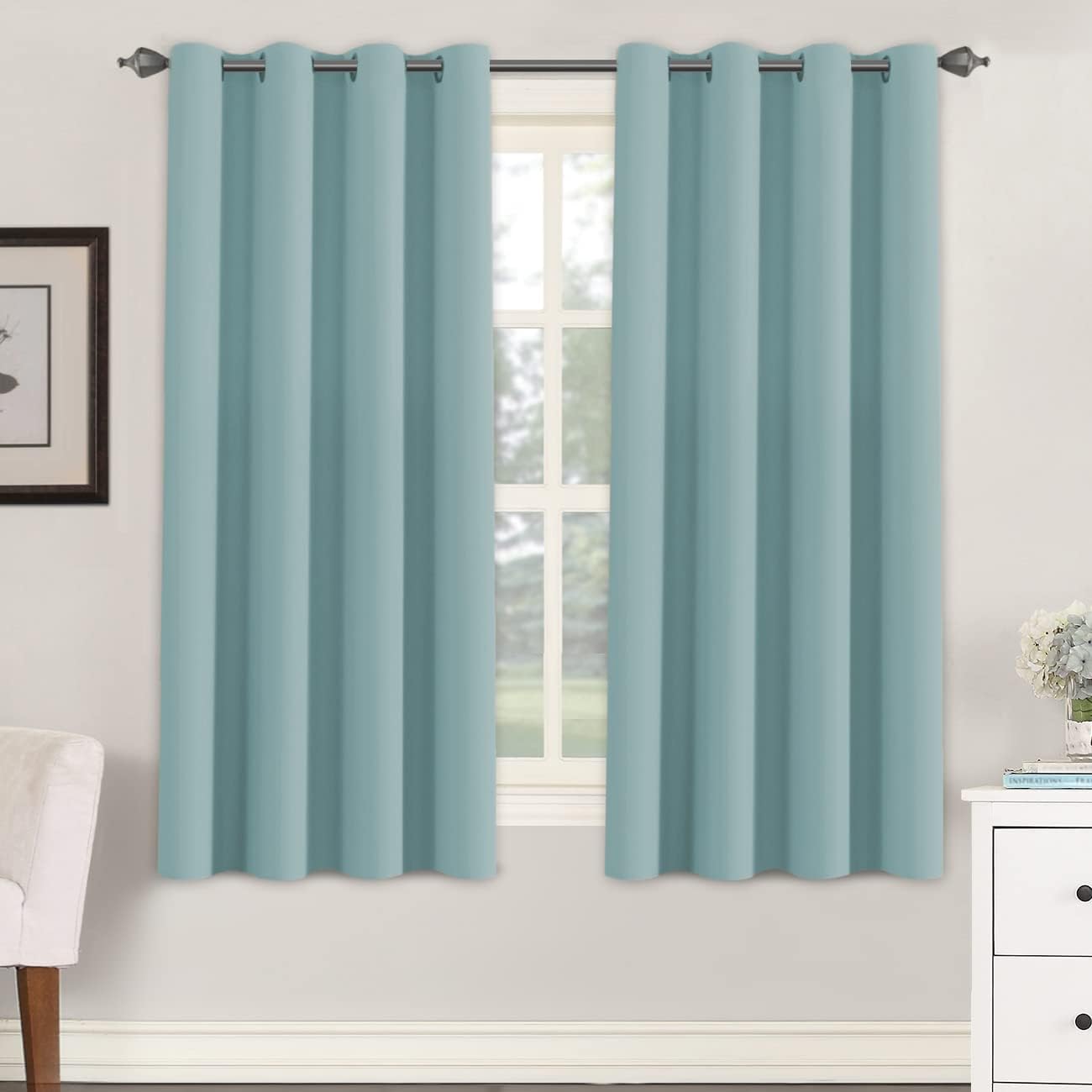 Blackout Curtains Thermal Insulated Grommet Top Solid Color Curtains