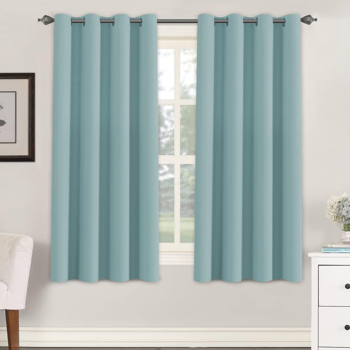Blackout Curtains Thermal Insulated Grommet Top Solid Color Curtains