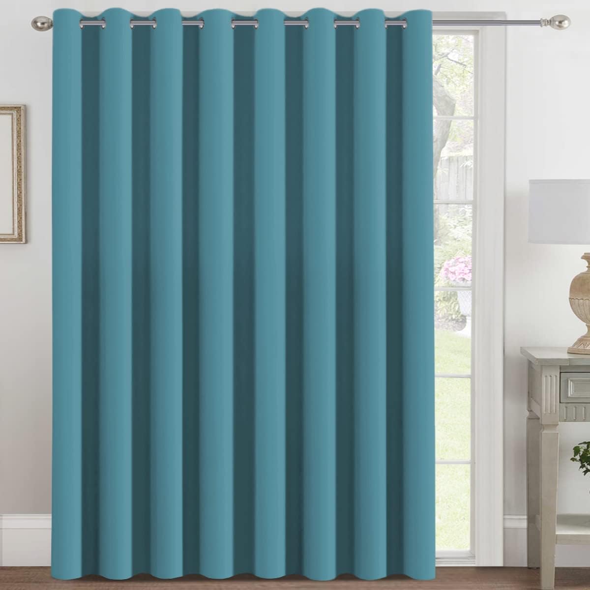 Blackout Thermal Insulated Extra Long Grommet Top Solid Color Curtains, One Panel