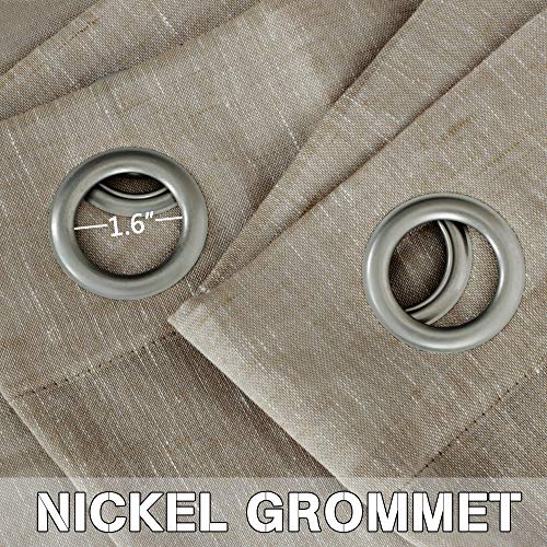 Natural Linen Blended Privacy Sheer Nickel Grommets Curtains