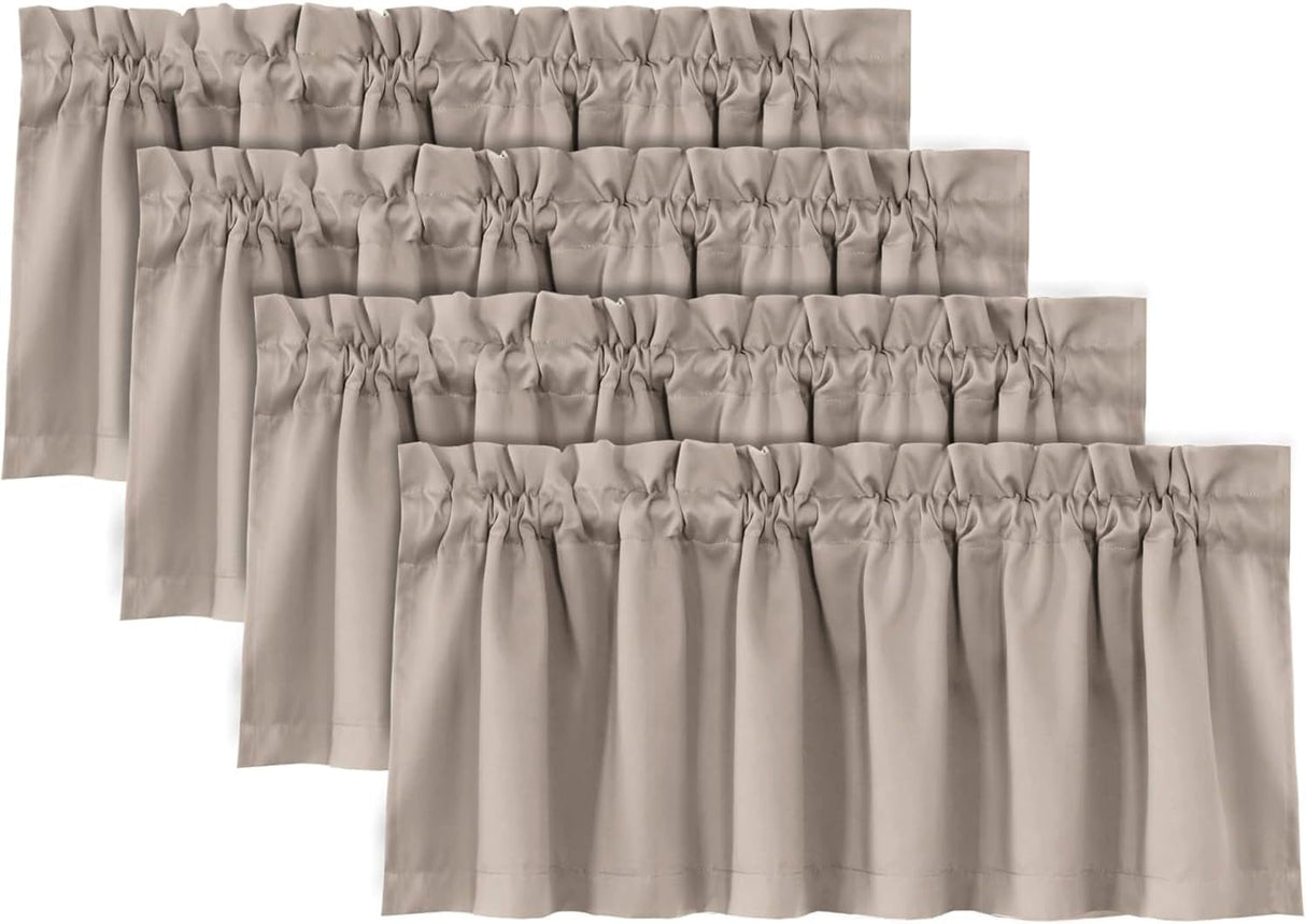 H.VERSAILTEX 100% Blackout Valances for Windows Kitchen Window Rod Pocket Privacy Decorative Curtains 2 Pack