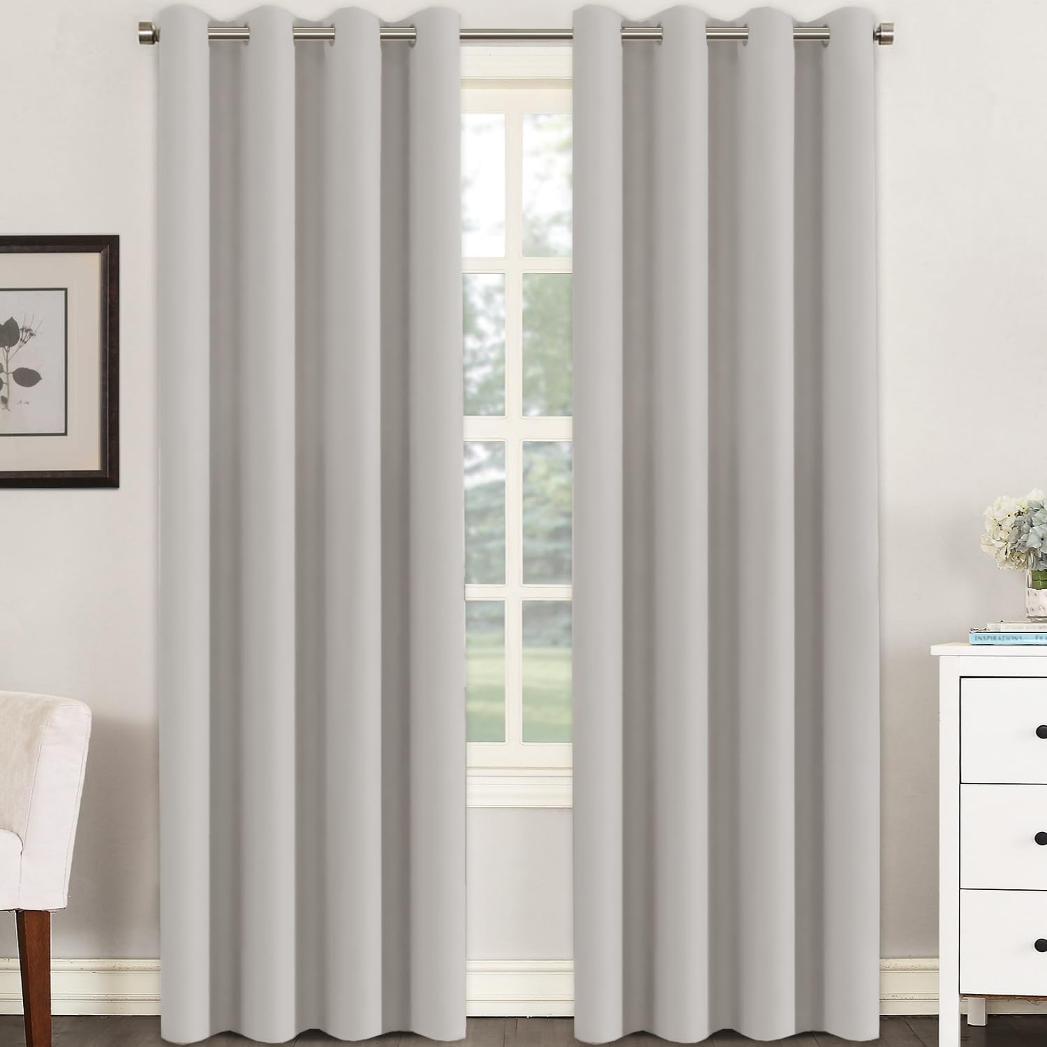Blackout Curtains Thermal Insulated Grommet Top Solid Color Curtains