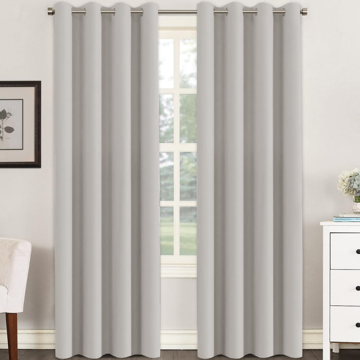 Blackout Curtains Thermal Insulated Grommet Top Solid Color Curtains