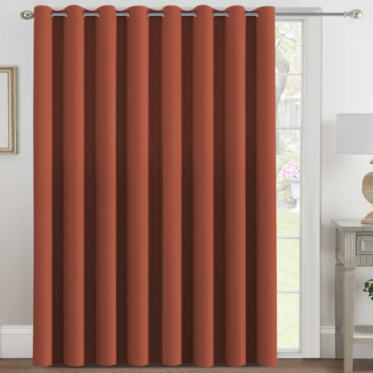 Blackout Thermal Insulated Extra Long Grommet Top Solid Color Curtains, One Panel
