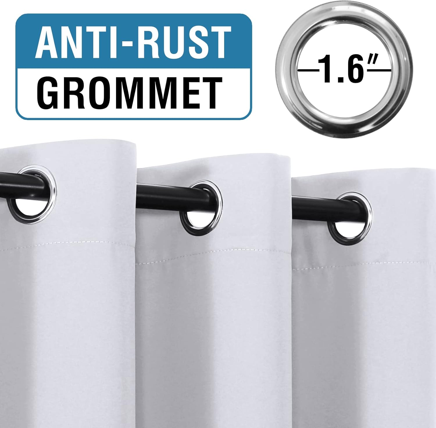 100% Blackout Black Liners Grommet Solid Color Curtains