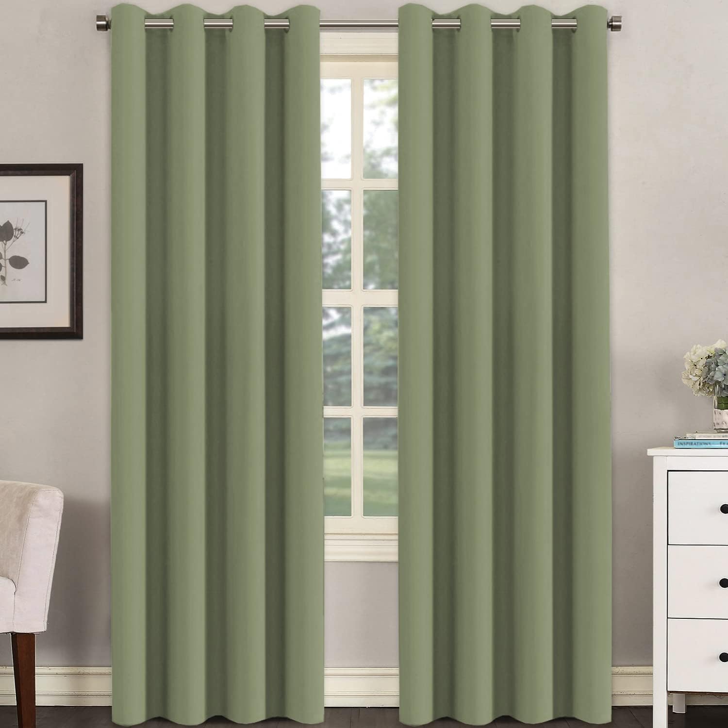 Blackout Curtains Thermal Insulated Grommet Top Solid Color Curtains