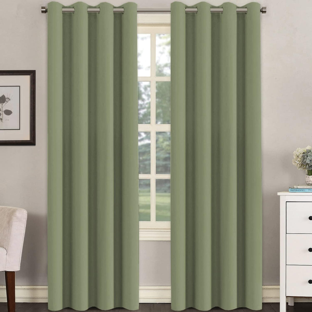 Blackout Curtains Thermal Insulated Grommet Top Solid Color Curtains