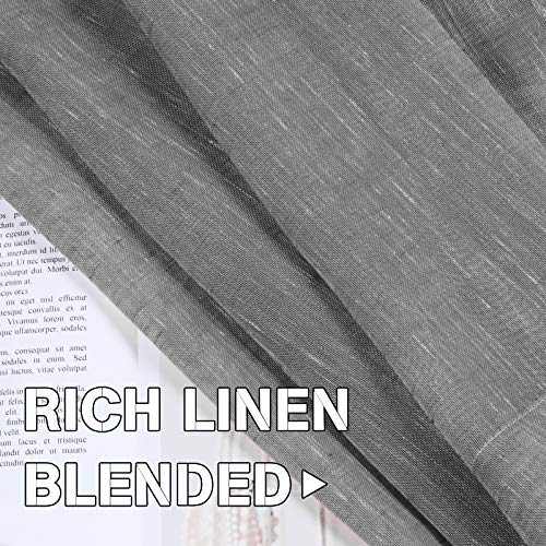 Natural Linen Blended Privacy Sheer Nickel Grommets Curtains