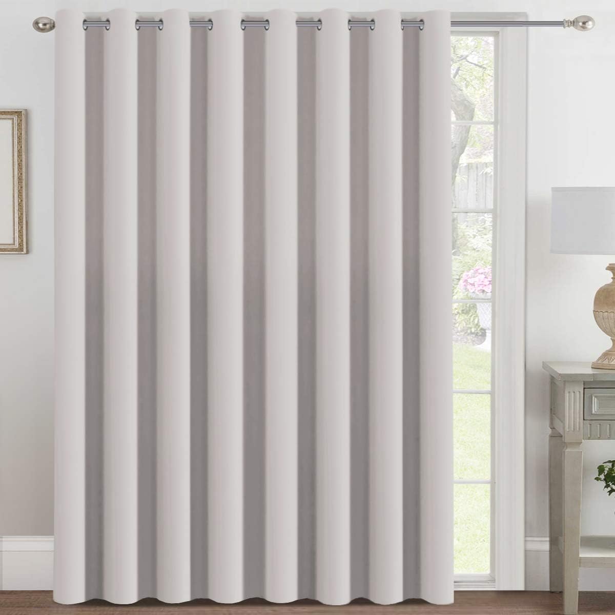 Blackout Thermal Insulated Extra Long Grommet Top Solid Color Curtains, One Panel