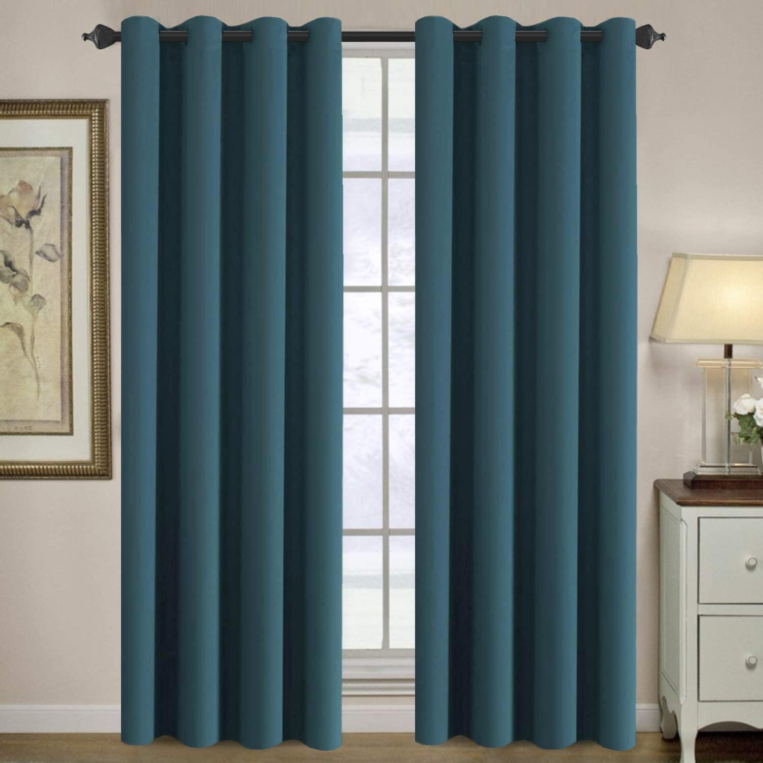 100% Blackout Thermal Insulated Grommet Solid Color Curtains