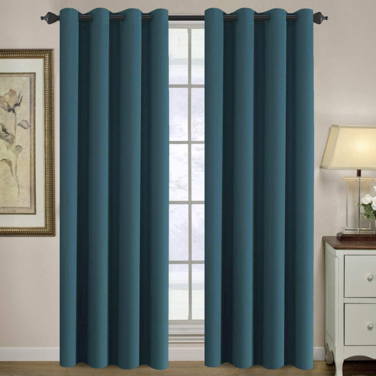 100% Blackout Thermal Insulated Grommet Solid Color Curtains