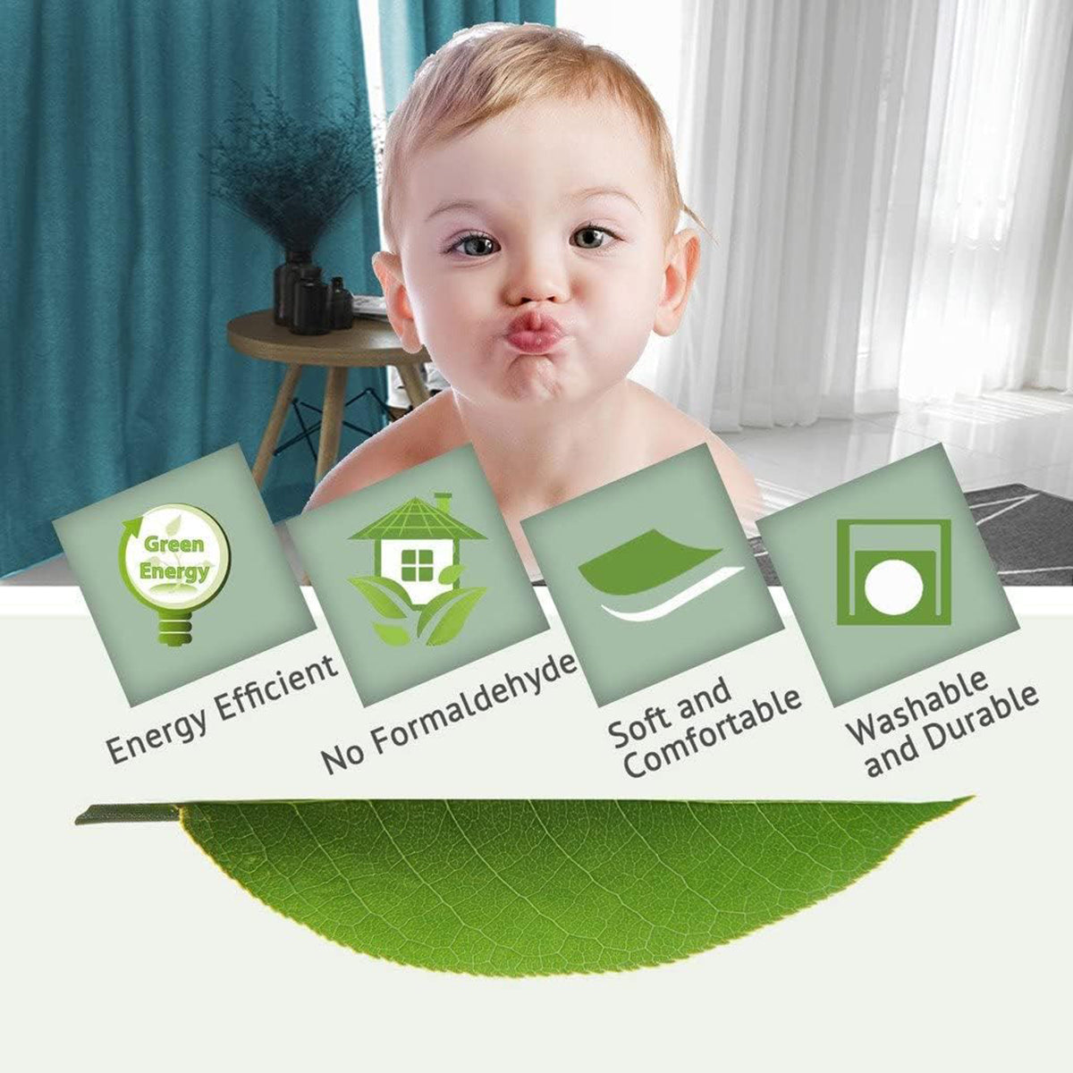 Faux Linen Blackout Thermal Insulated Grommet Curtain