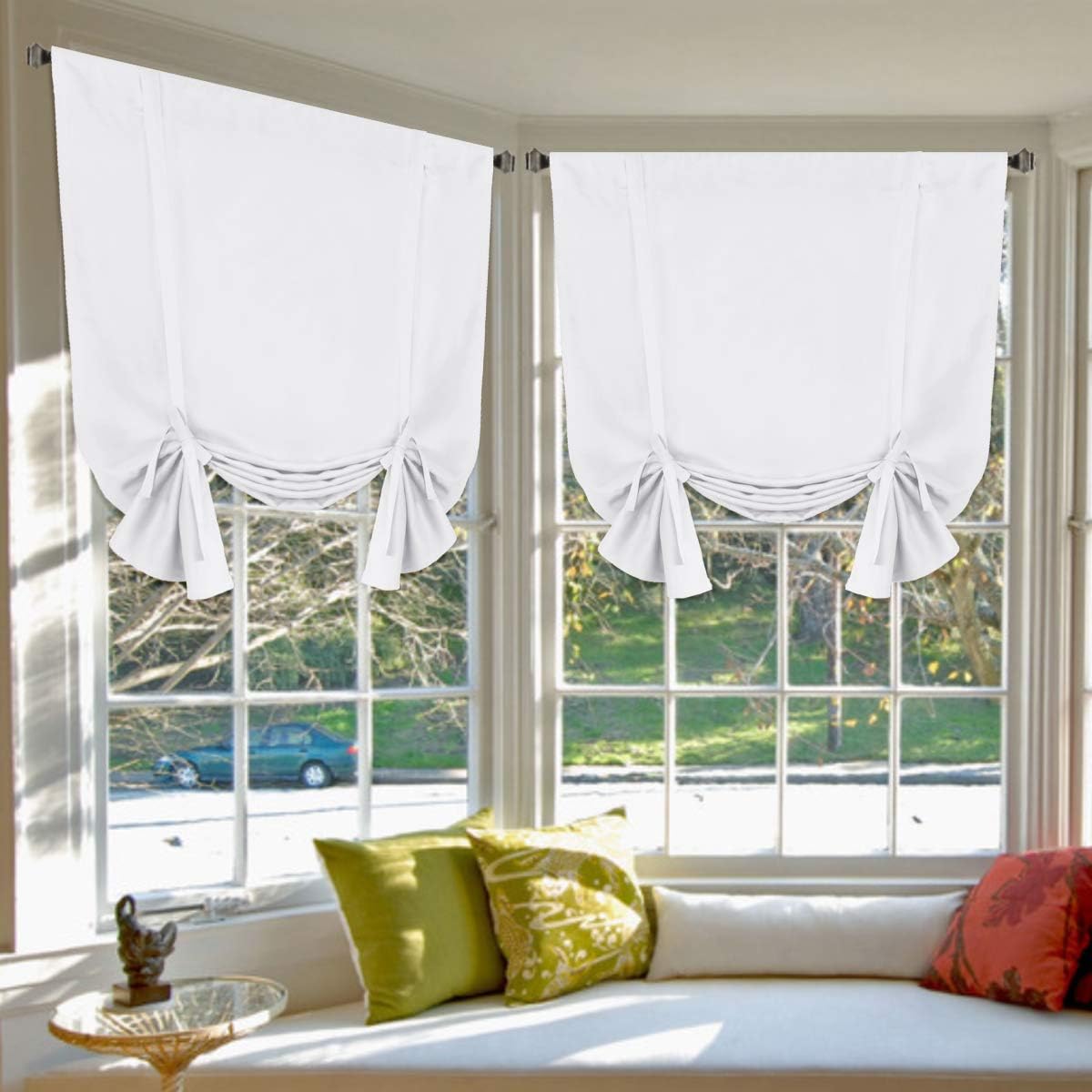 Valances Tie Up Curtains Roman Balloon Blind Rod Pocket Short Curtain