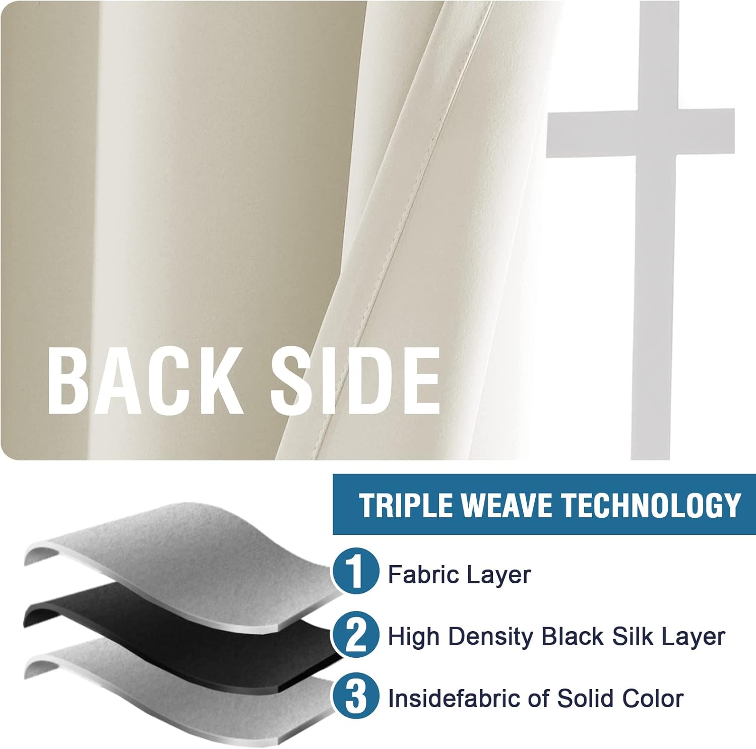 Blackout Thermal Insulated Back Tab/Rod Pocket Solid Color Curtains