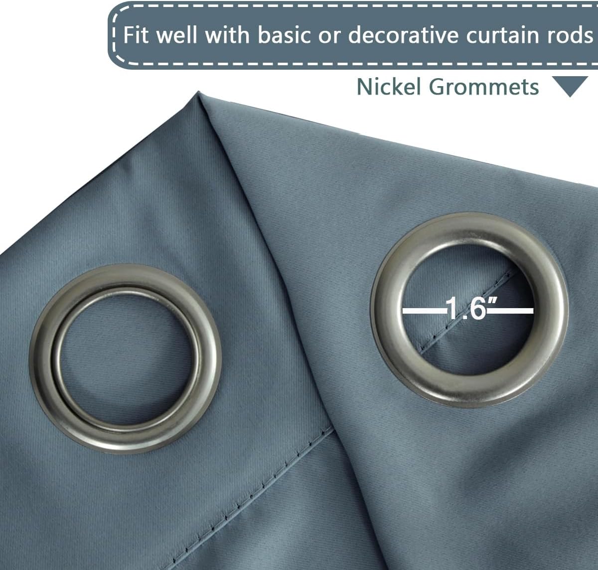 Blackout Curtains Thermal Insulated Grommet Top Solid Color Curtains