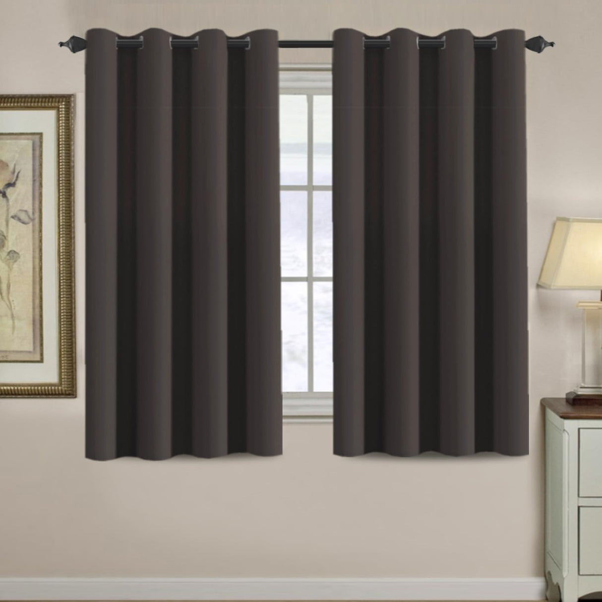 100% Blackout Thermal Insulated Grommet Solid Color Curtains