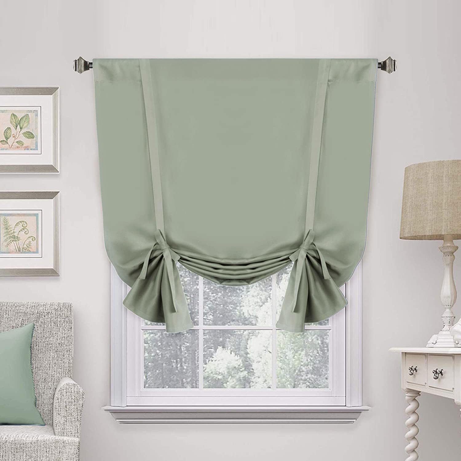 Valances Tie Up Curtains Roman Balloon Blind Rod Pocket Short Curtain