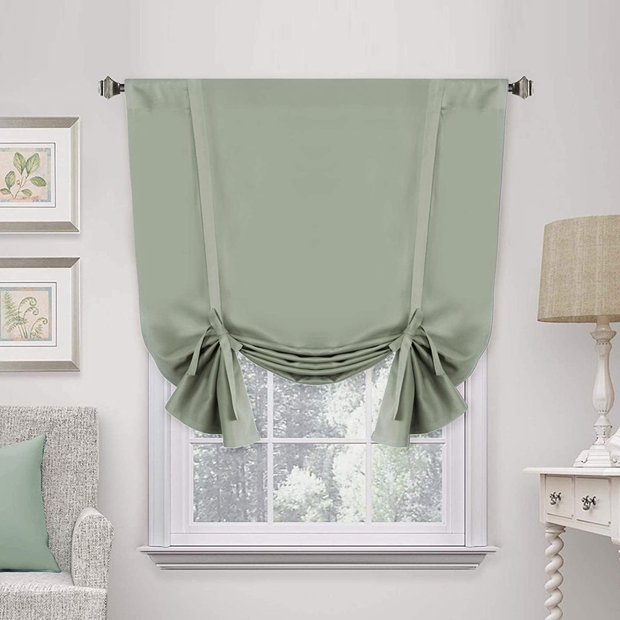 Valances Tie Up Curtains Roman Balloon Blind Rod Pocket Short Curtain