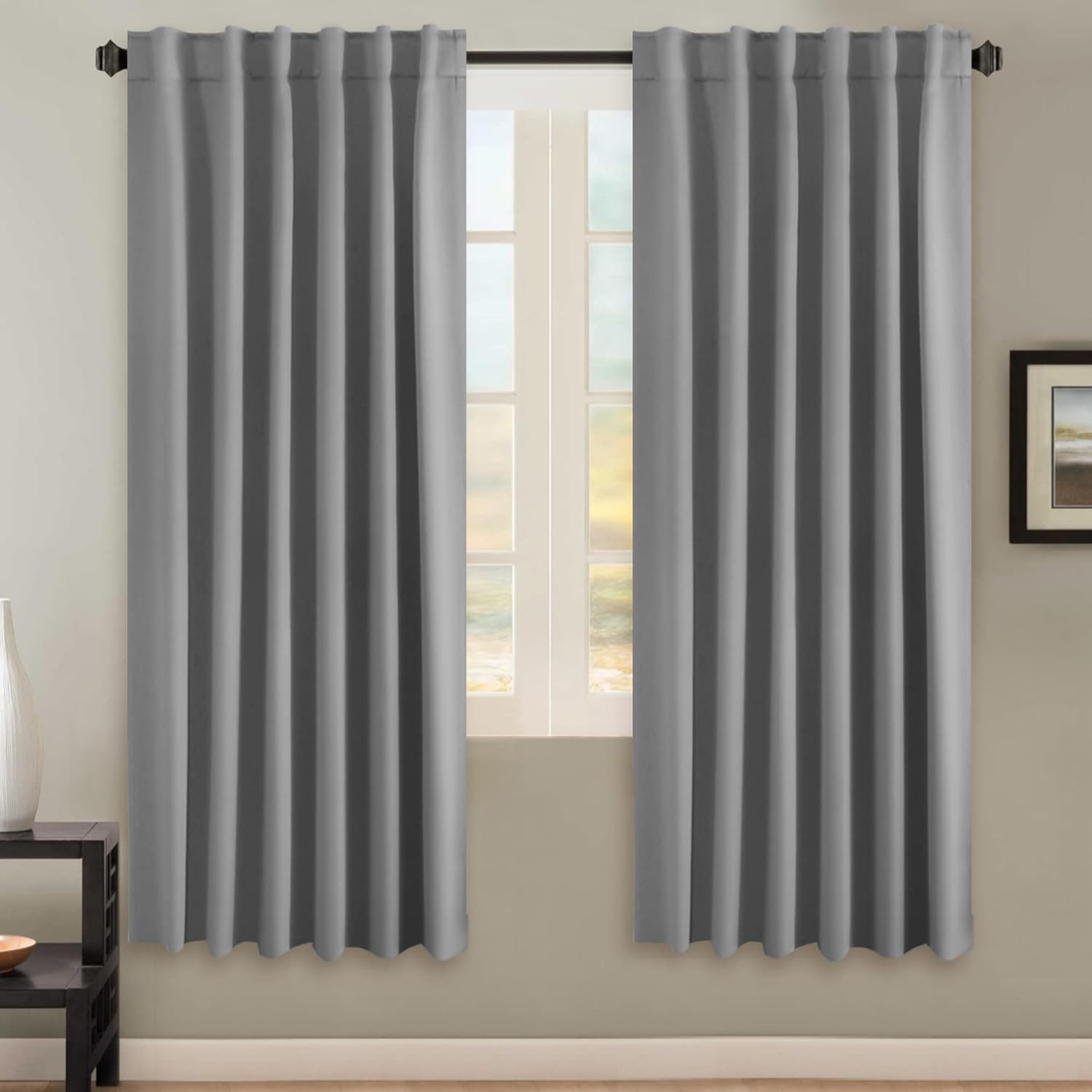 Blackout Thermal Insulated Back Tab/Rod Pocket Solid Color Curtains