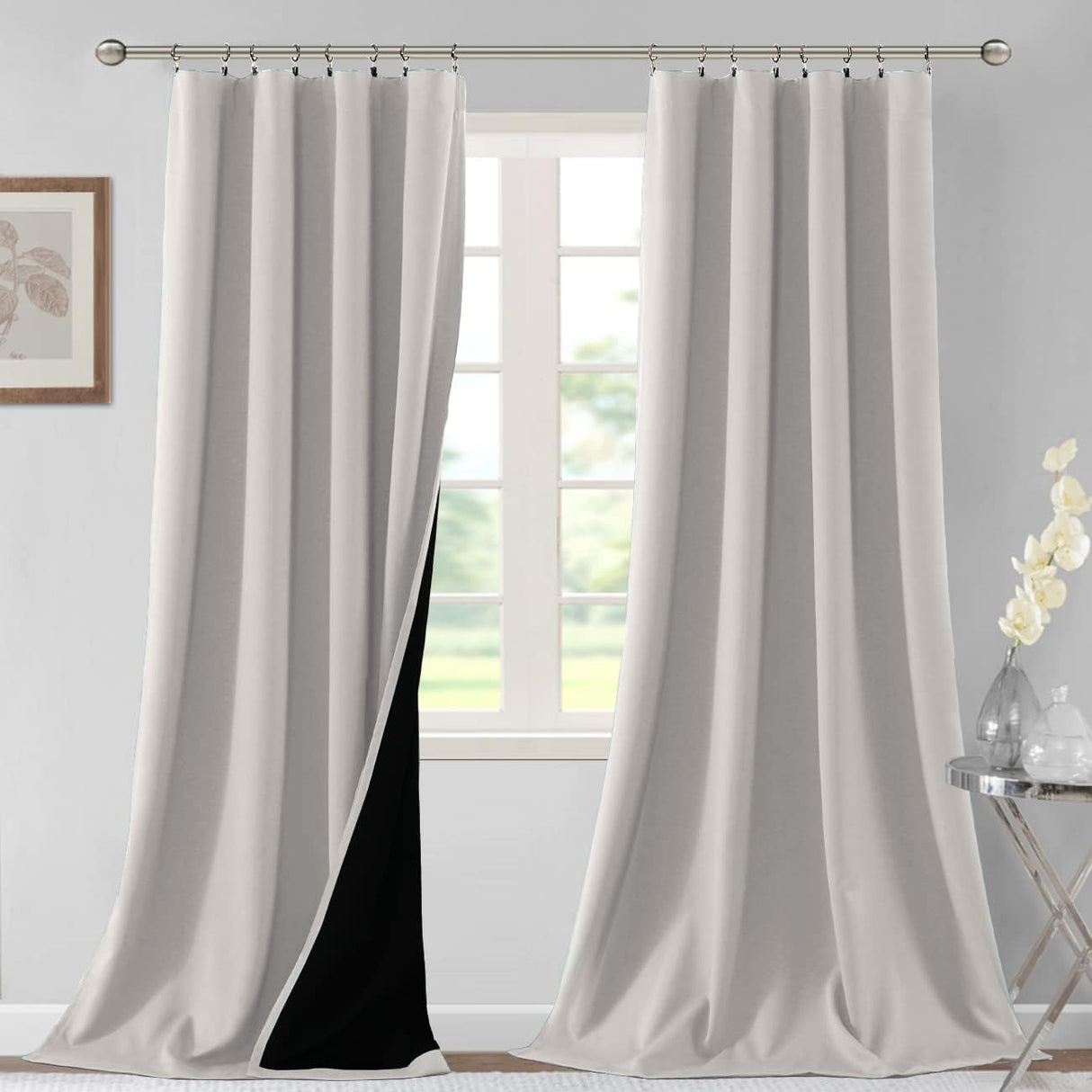 H.VERSAILTEX 100% Blackout Short Curtains for Bedroom Kitchen Privacy Energy Saving Curtain Tiers Set of 2