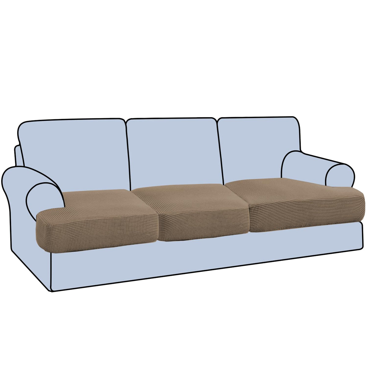 H.VERSAILTEX Stretch 2 Piece T Cushion Sofa Slipcovers Individually Sofa Cushion Covers for 2 Cushion Couch Sofa Seat Cushion Covers with Elastic Bands Featuring Thicker Jacquard Fabric, Dusty Blue