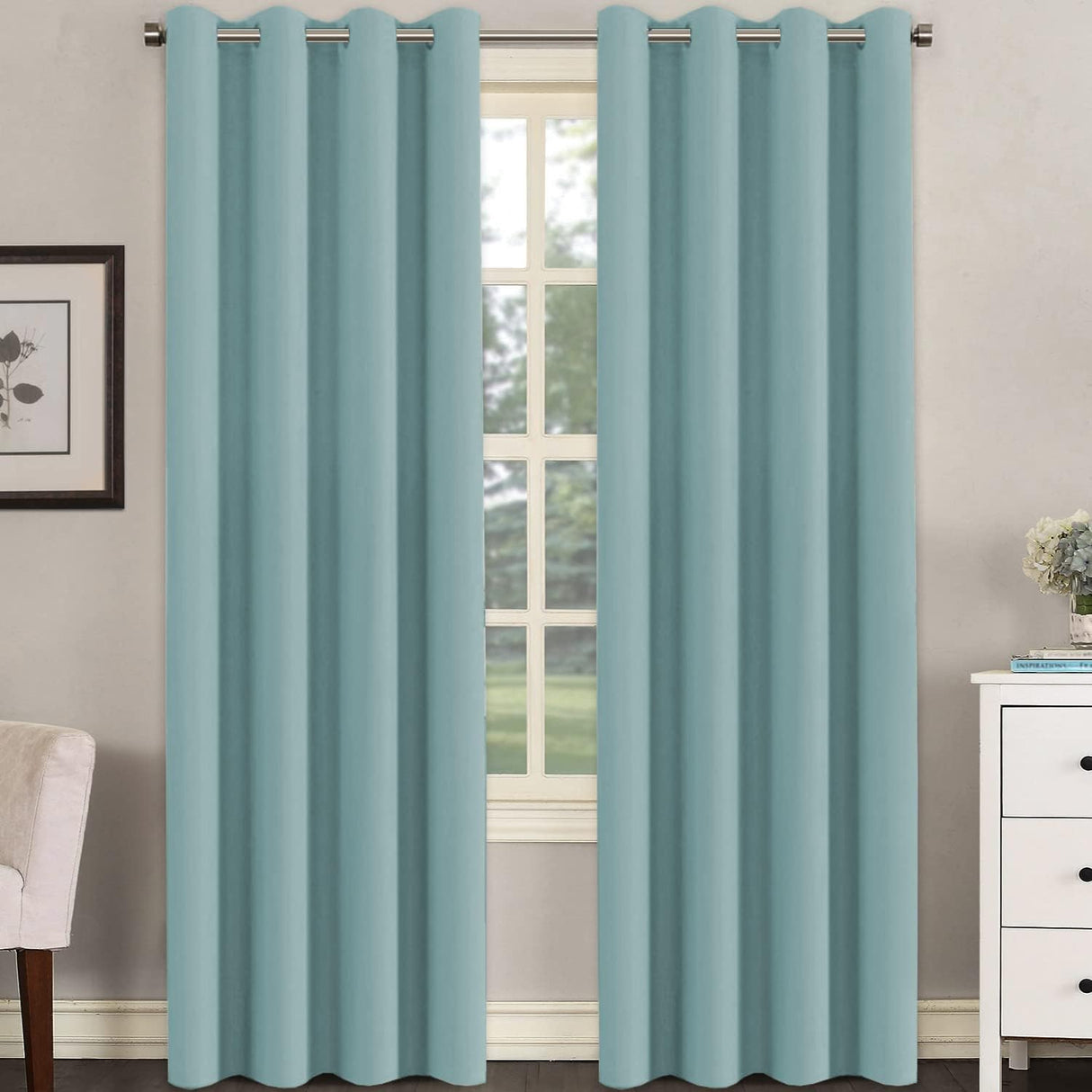 Blackout Curtains Thermal Insulated Grommet Top Solid Color Curtains