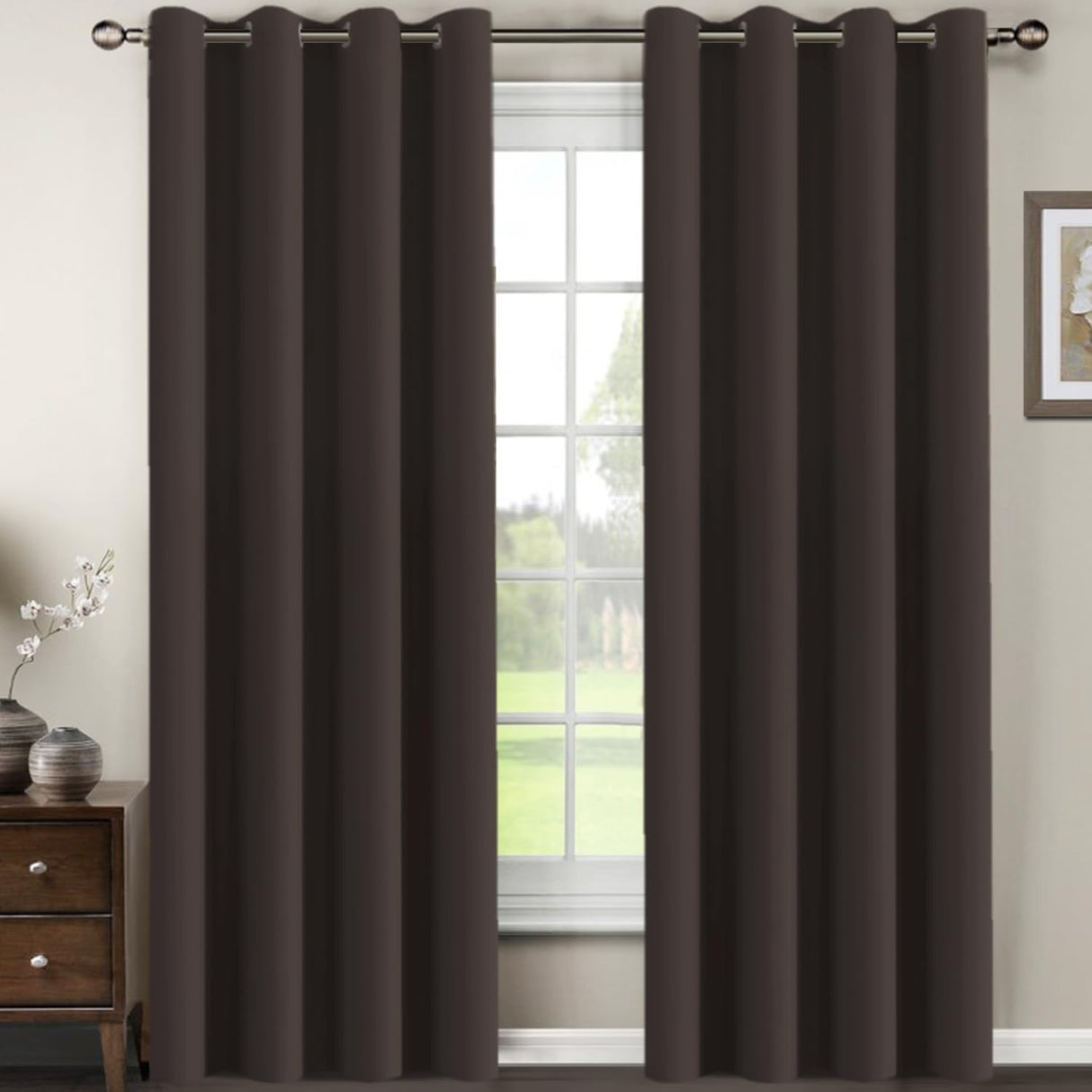 100% Blackout Thermal Insulated Grommet Solid Color Curtains
