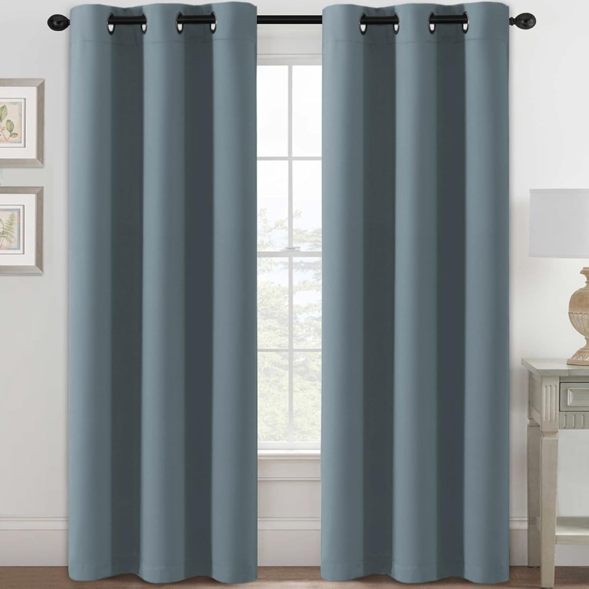 Blackout Curtains Thermal Insulated Grommet Top Solid Color Curtains