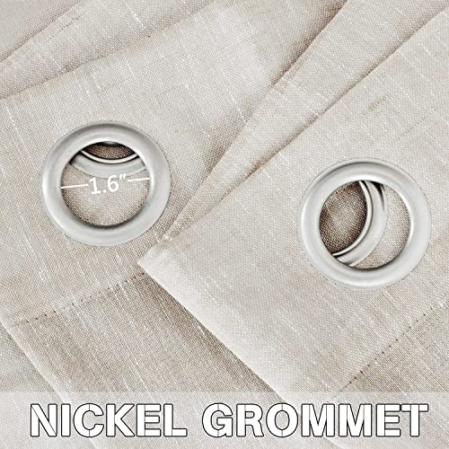 Natural Linen Blended Privacy Sheer Nickel Grommets Curtains