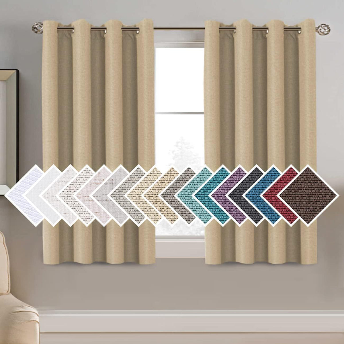 Faux Linen Blackout Thermal Insulated Grommet Curtain