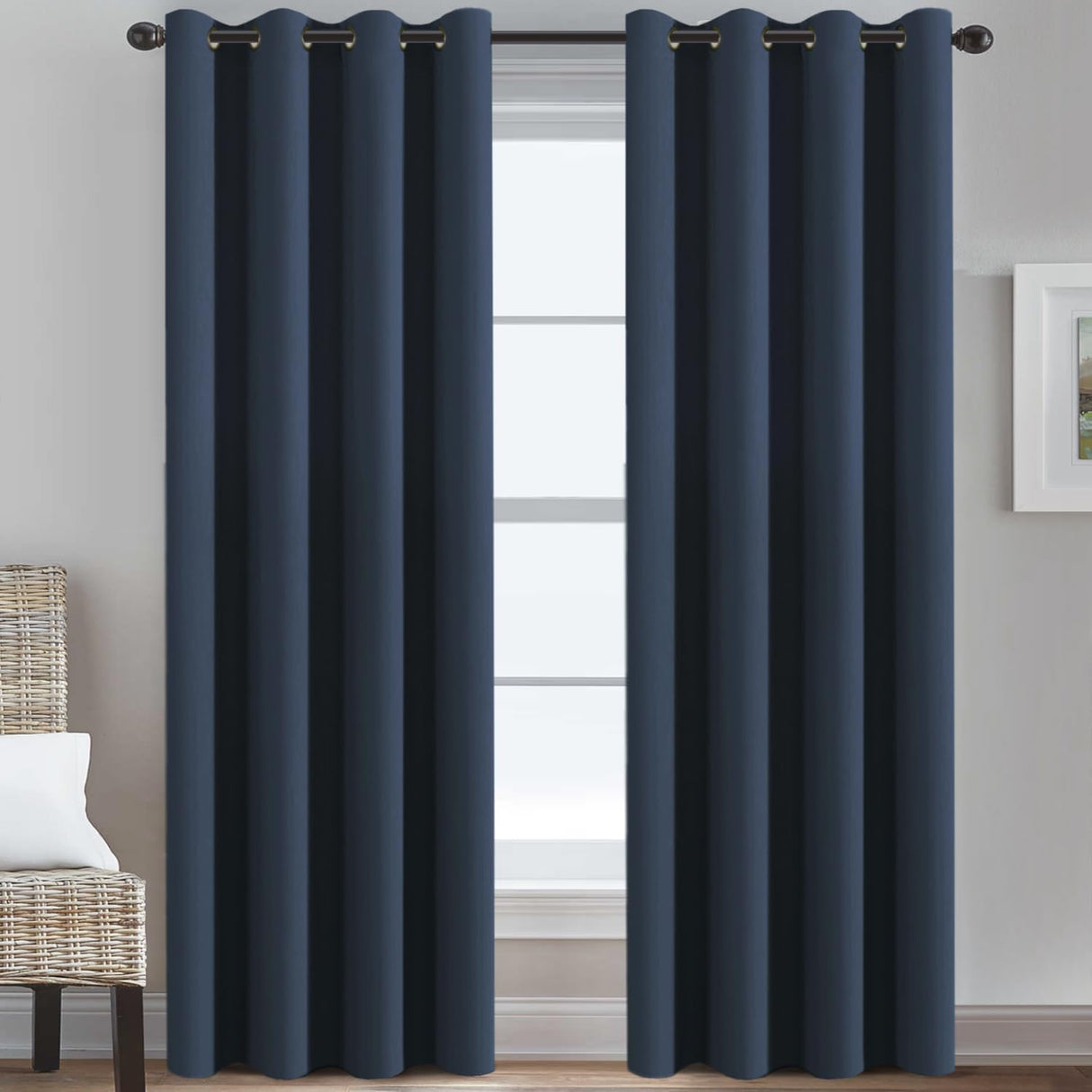 100% Blackout Thermal Insulated Grommet Solid Color Curtains