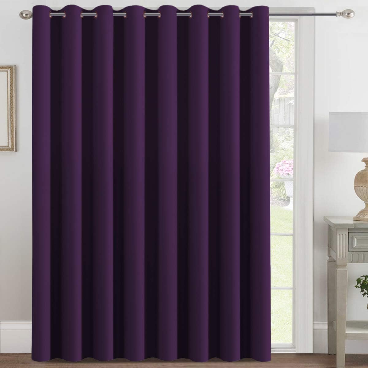 Blackout Thermal Insulated Extra Long Grommet Top Solid Color Curtains, One Panel