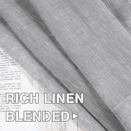 Natural Linen Blended Privacy Sheer Nickel Grommets Curtains
