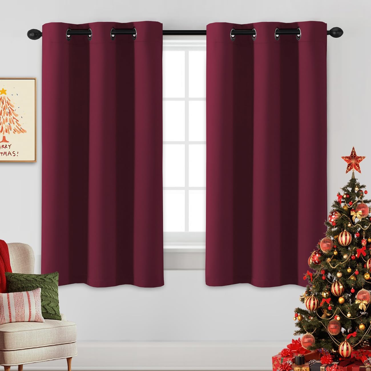 Blackout Curtains Thermal Insulated Grommet Top Solid Color Curtains