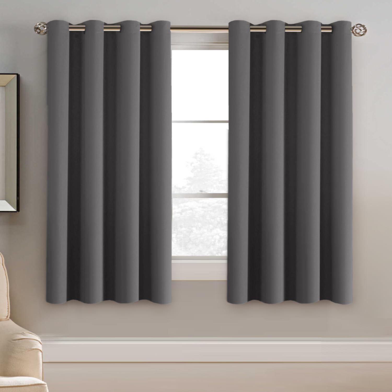 100% Blackout Thermal Insulated Grommet Solid Color Curtains