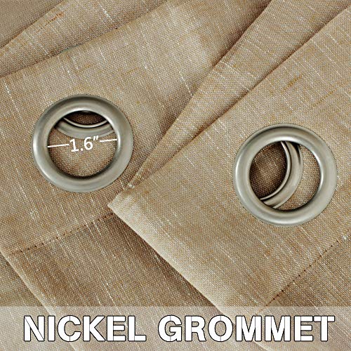 Natural Linen Blended Privacy Sheer Nickel Grommets Curtains