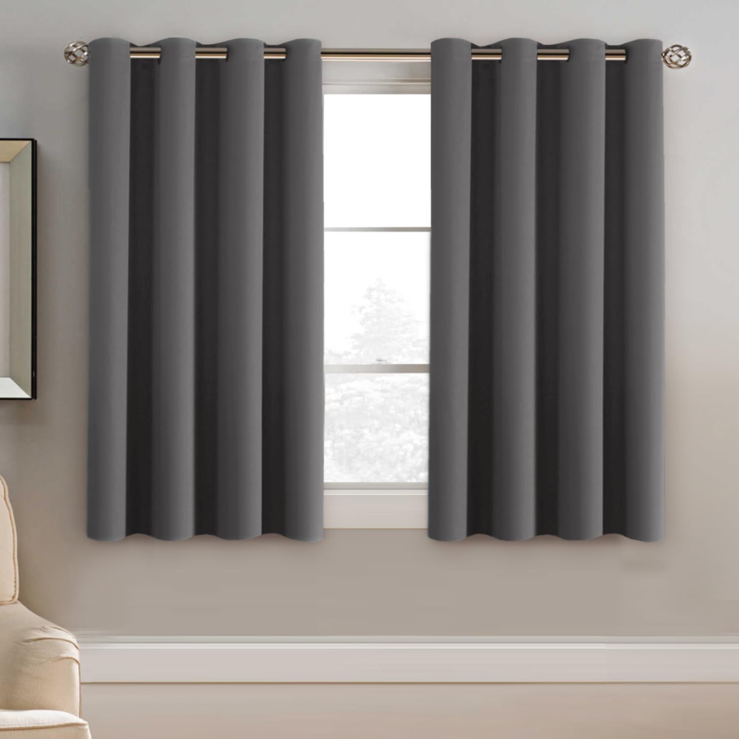 100% Blackout Thermal Insulated Grommet Solid Color Curtains